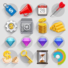 Business flat icons color set