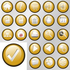 Gold Inset Control Button Icons