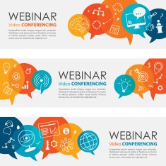 Webinar Vibrant Banners And Icon Set