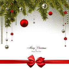 Christmas background with fir branches and balls N36