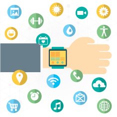 Digital watch with the simmilar smartphone's functions mobile icon N4