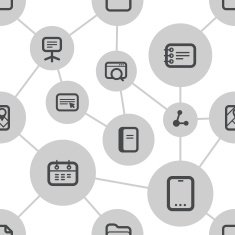 Abstract media scheme with modern icons Seamless background