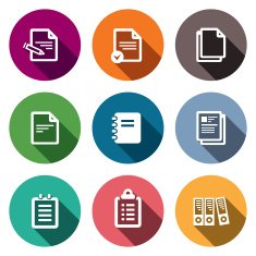 Notepad paper documents icons set