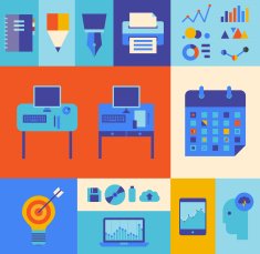Modern business workflow illustration set