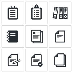 Notepad paper documents Icons set vector