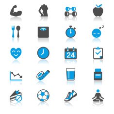 Health care flat with reflection icons