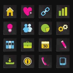 Black Colorful Business-Office Icons N3