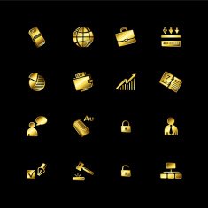 Gold business icons