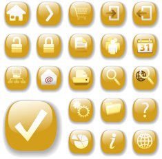 Web Gold Shiny Button Icons