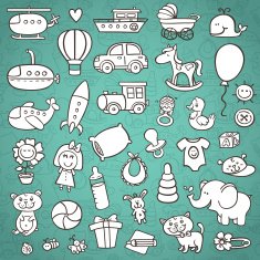 funny baby icons set
