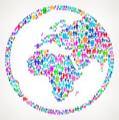 World Globe on vector family pattern Background