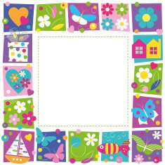 cute hearts flowers and butterflies border