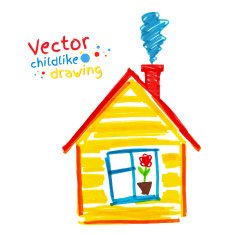 Childlike drawing of house