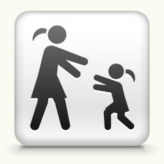 Square Button with Mother & Daughter Reunited