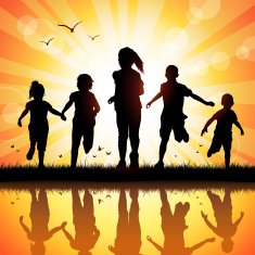 happy children running N2