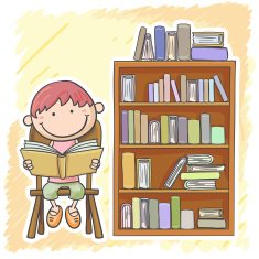 Little girl is reading