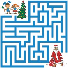 maze of Santa Claus and Christmas tree