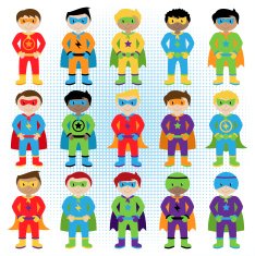 Set of Boy Superheroes in Vector Format