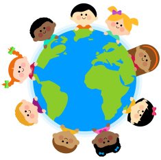 Multi ethnic group of kids around the earth