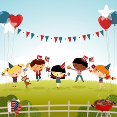 fourth of july kids party bbq illustration vector summer