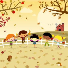 Fun harvest kids fall autumn illustration vector