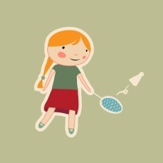 vector badminton girl character