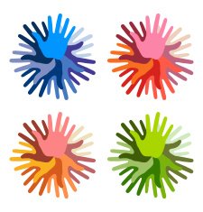 Set of colorful Hand Print icons