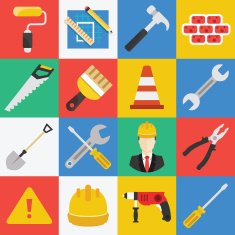 Vector flat working tools icons set