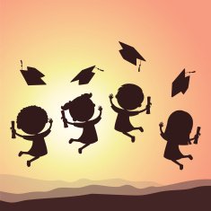 Graduation kids silhouette