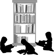 Silhouette of a girl reading book N5