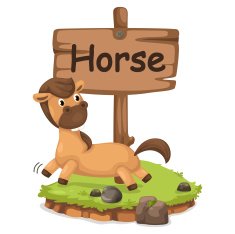 animal alphabet letter H for horse