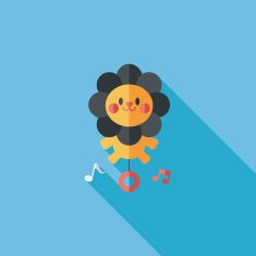 lion toy flat icon with long shadow eps10