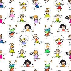 Color Kids Doodles seamless Pattern
