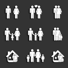 Family life icon set