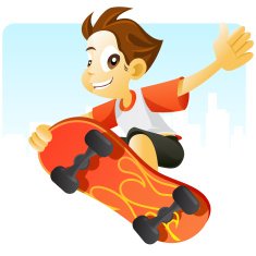 Cool kid jumping with his skateboard
