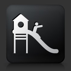 Black Square Button with Playground Icon