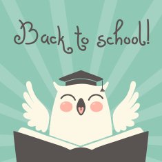 Back to school Card with an owl