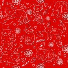 children pattern with cats