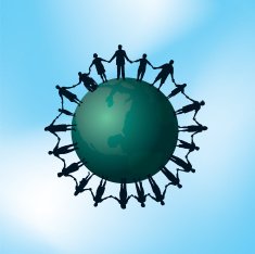 People Holding Hands Around the World Background