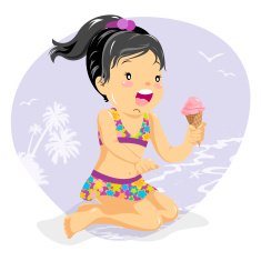 Girl eating ice-cream on beach