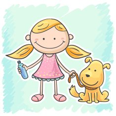 Little girl and her lovely dog