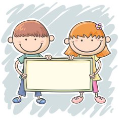 Two Kids holding a banner