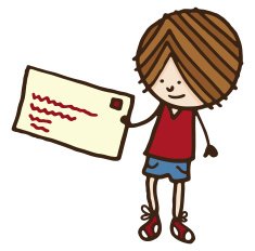 Happy boy holding a large letter