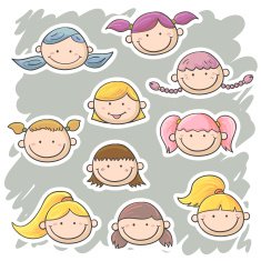 Multi ethnic little girls' faces