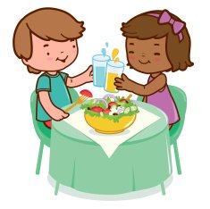 Children eating healthy food