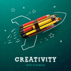 Creativity learning Rocket ship launch with pencils