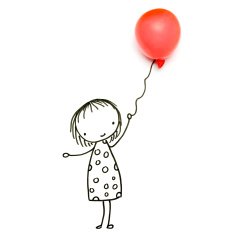 Drawing & Objects - Little girl with Balloon
