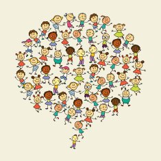 cartoon children with speech bubbles
