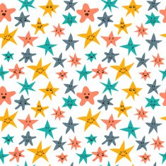 Vector seamless pattern with cute smiley stars