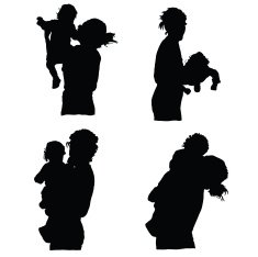 mother holding baby silhouette vector